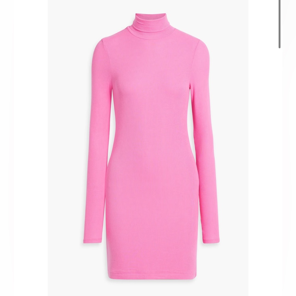 ATM Ribbed stretch-modal jersey turtleneck mini dress Size Medium - Picture 2 of 5